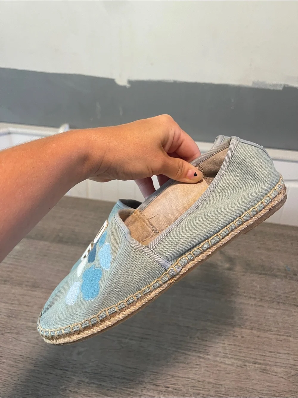 SAM EDELMAN Circus Head In The Clouds Leni Espadrille Flats Denim Chambray Sz 7